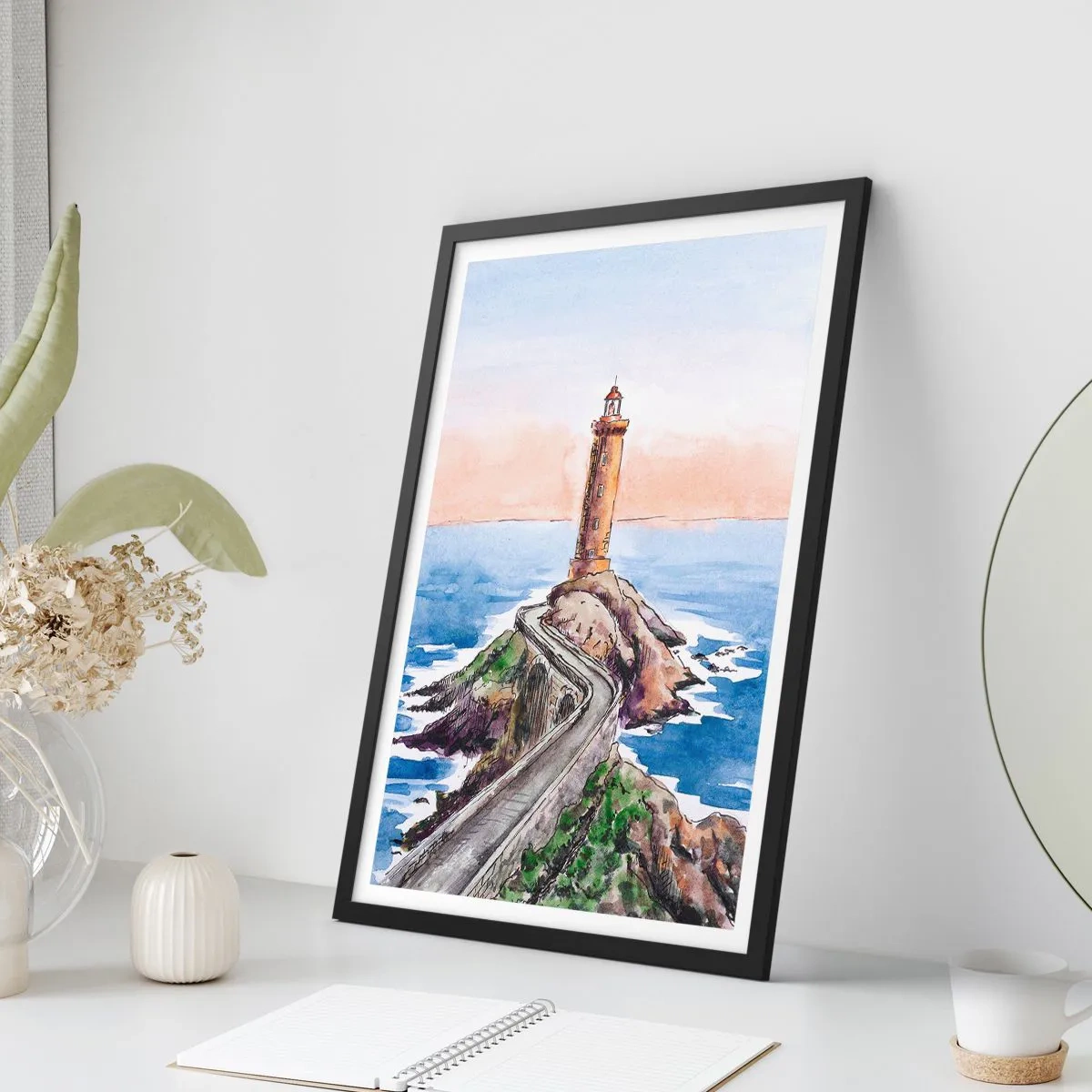 Poster in einem schwarzem Rahmen - Dem Meer zugewandt - 70x100 cm