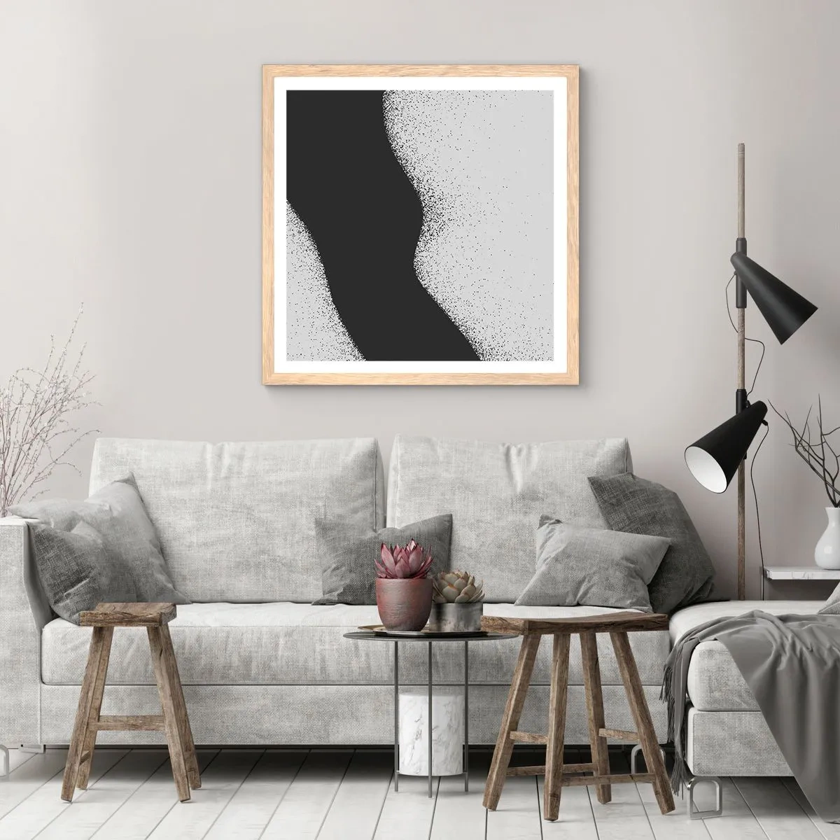 Poster in einem Rahmen aus heller Eiche - Flüssiges Gleichgewicht - 50x50 cm