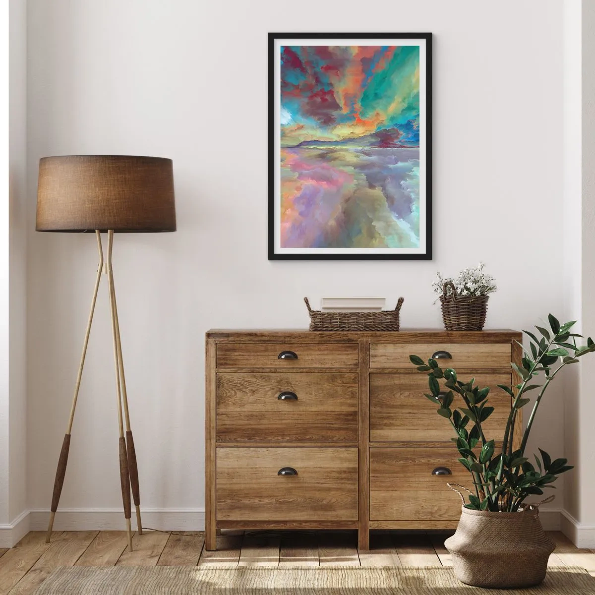 Poster in einem schwarzem Rahmen - Zwei Himmel - 70x100 cm