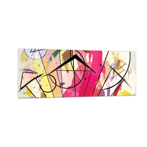 Glasbild - Bild auf glas - Abstraktion mit Linien und geometrischen Formen - 140x50cm - Explosion - Moderne Wanddekoration für Wohnzimmer und Schlafzimmer ARTTOR