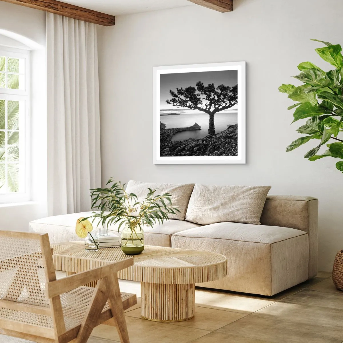 Poster in einem weißen Rahmen - Stille bis zum Horizont - 60x60 cm