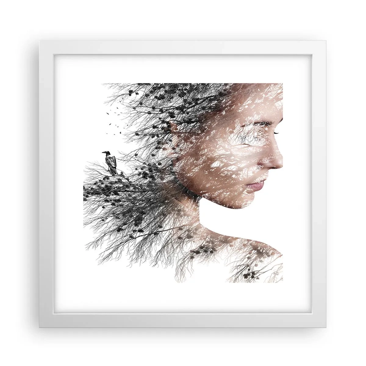 Poster in einem weißen Rahmen - Der Geist des Waldes - 30x30 cm