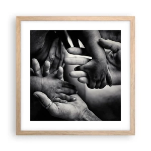 Poster in einem Rahmen aus heller Eiche - Mensch sein - 40x40 cm