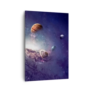 Bild auf Leinwand - Leinwandbild - Planeten in einer Galaxie mit einem Nebel im Hintergrund - 70x100cm - Solar-Tanz-System - Moderne Wanddekoration für Wohnzimmer und Schlafzimmer ARTTOR