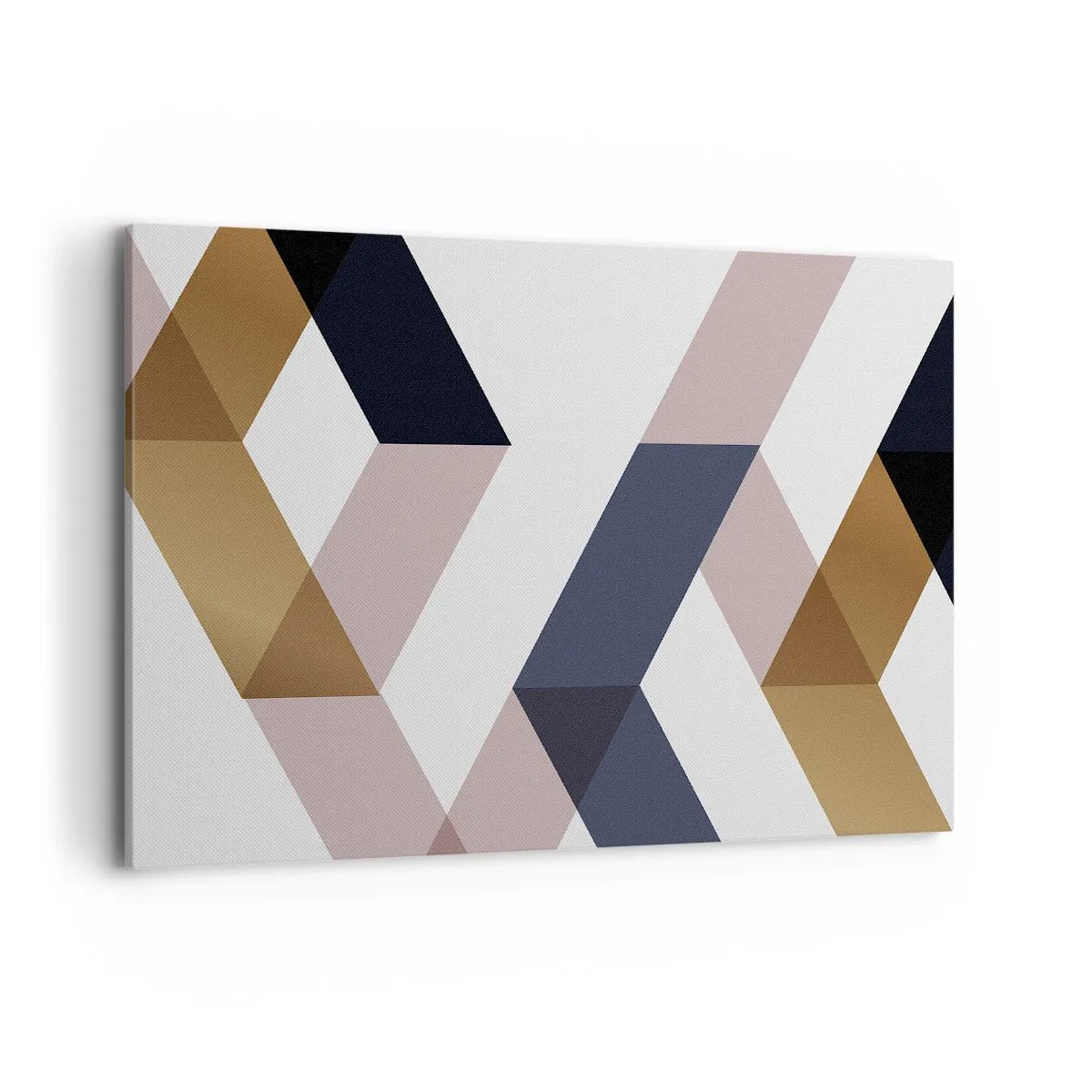 Bild auf Leinwand - Leinwandbild - Geometrische Muster in Gold- und Marineblautönen - 120x80cm - Ebenen und Winkel - Moderne Wanddekoration für Wohnzimmer und Schlafzimmer ARTTOR