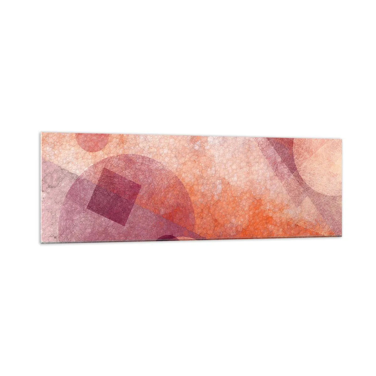 Glasbild - Bild auf glas - Abstrakte geometrische Formen in Pastelltönen von Rosa - 160x50cm - Geometrische Transformationen in Pink - Moderne Wanddekoration für Wohnzimmer und Schlafzimmer ARTTOR