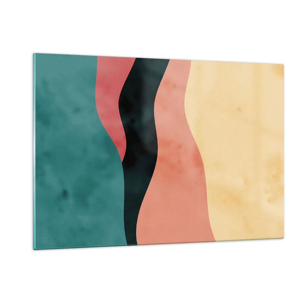 Glasbild - Bild auf glas - Bunte Wellen in Grün-, Rosa-, Schwarz- und Beigetönen - 120x80cm - Konforme Nichtkonformität - Moderne Wanddekoration für Wohnzimmer und Schlafzimmer ARTTOR