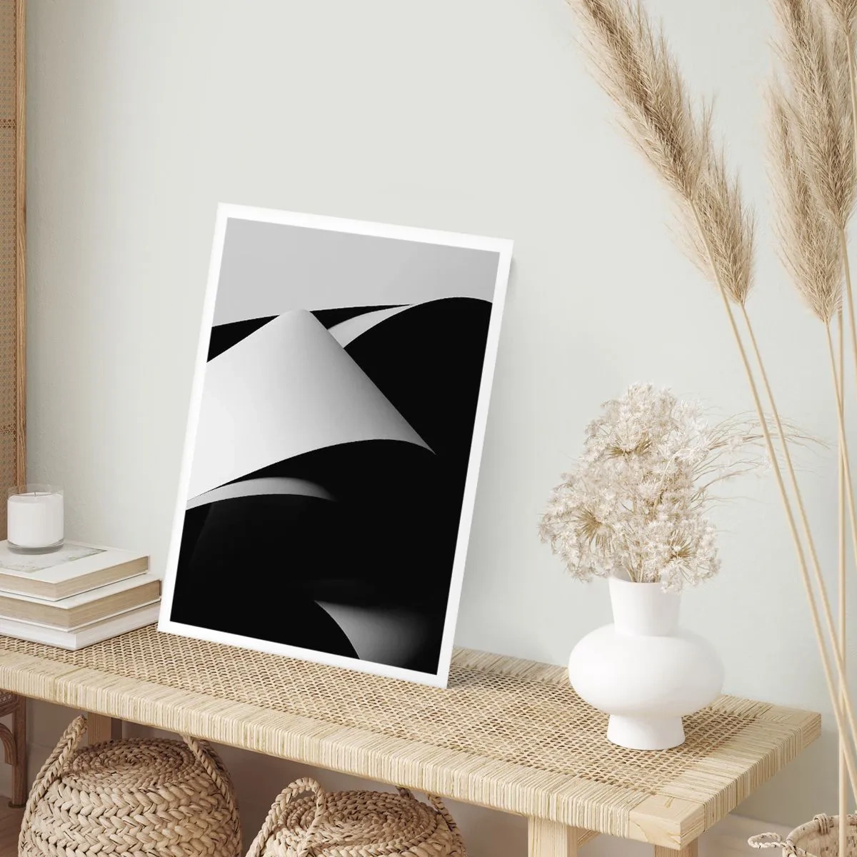 Poster - Minimalistische Abstraktion in Schwarzweiß - 50x70cm - Lichtflächen aus der Schattentiefe - Moderne Wanddekoration für Wohnzimmer und Schlafzimmer ARTTOR