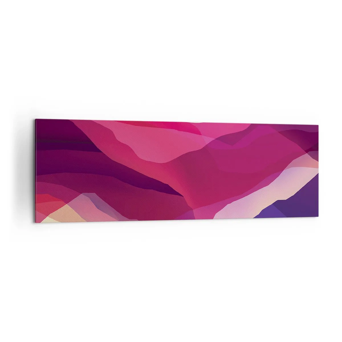 Bild auf Leinwand - Leinwandbild - Abstrakte Wellen in Lila- und Rosatönen auf hellem Hintergrund - 160x50cm - Lila Wellen - Moderne Wanddekoration für Wohnzimmer und Schlafzimmer ARTTOR