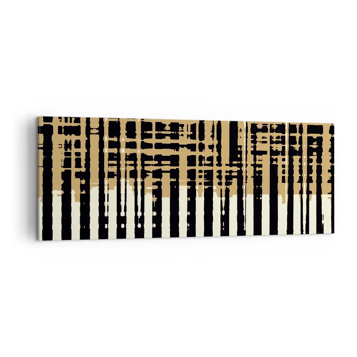 Bild auf Leinwand - Leinwandbild - Abstrakte Linien in Schwarz, Beige und Weiß - 140x50cm - Architektonische Abstraktion - Moderne Wanddekoration für Wohnzimmer und Schlafzimmer ARTTOR