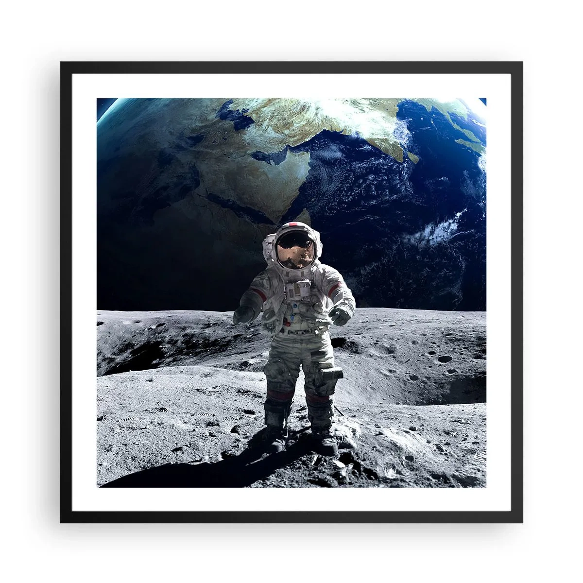 Poster in einem schwarzem Rahmen - Grüße vom Mond - 60x60 cm