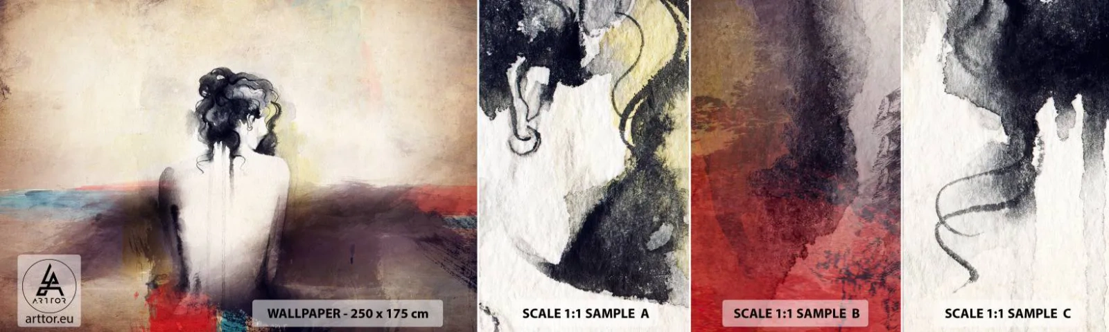 Fototapeten Muster Selbstklebend Deluxe Sticker - Glatte Linien, ovale Formen - Frau, Körper, Stück - 100x30 cm