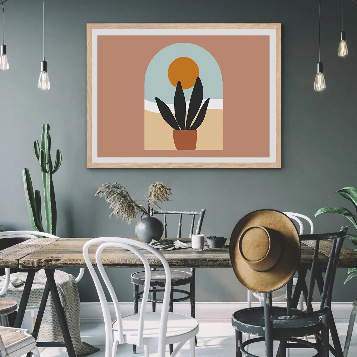 Poster in einem Rahmen aus heller Eiche - Kleine Freuden - 91x61 cm