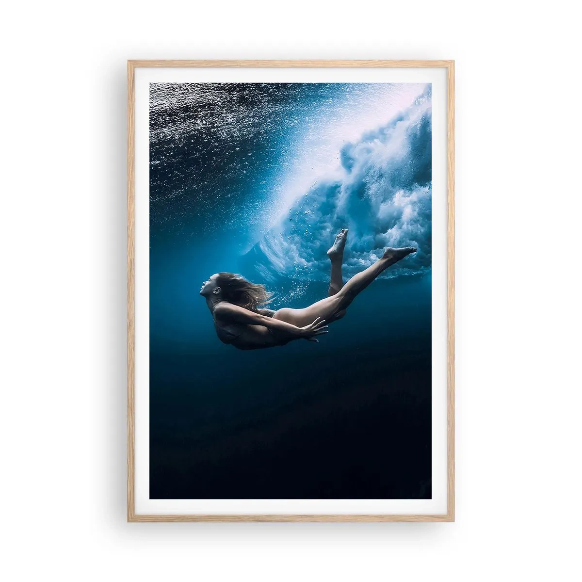 Poster in einem Rahmen aus heller Eiche - Moderne Meerjungfrau - 70x100 cm