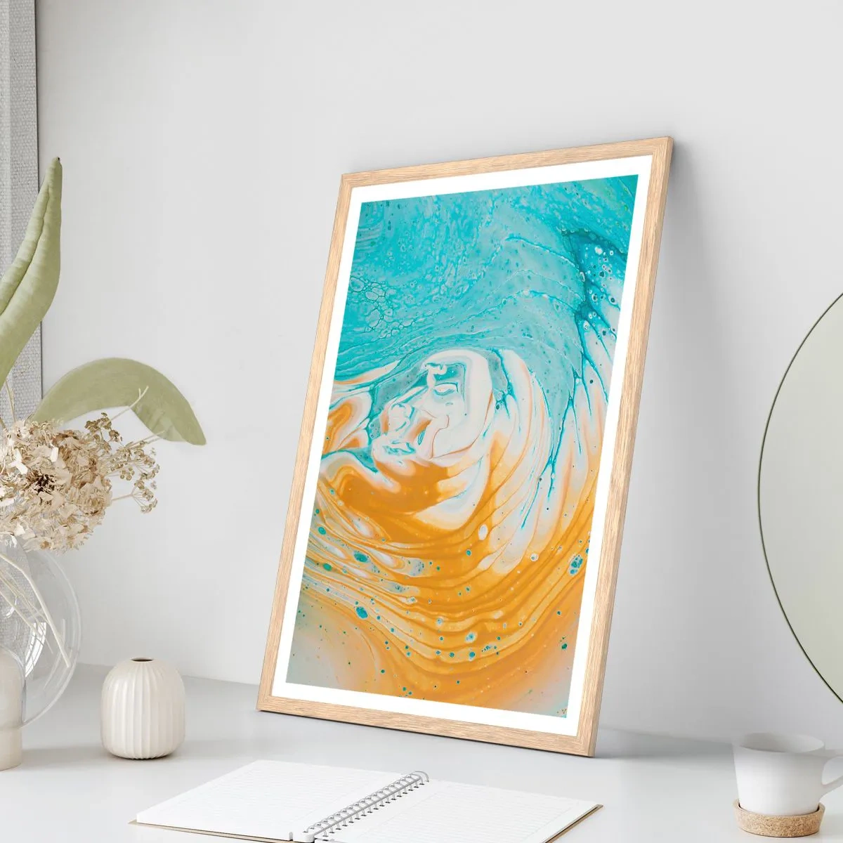 Poster in einem Rahmen aus heller Eiche - Pastellwirbel - 50x70 cm