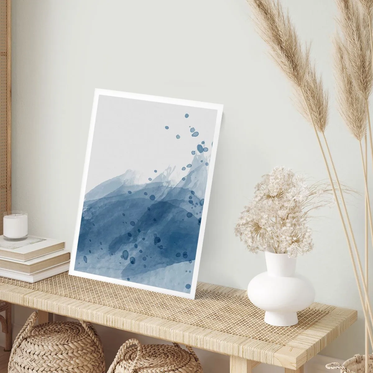 Poster - Aquarellwellen in Blautönen - 50x70cm - Blauer Tüll - Moderne Wanddekoration für Wohnzimmer und Schlafzimmer ARTTOR