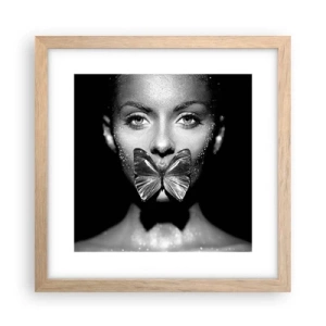 Poster in einem Rahmen aus heller Eiche - Schmetterlingskuss - 30x30 cm