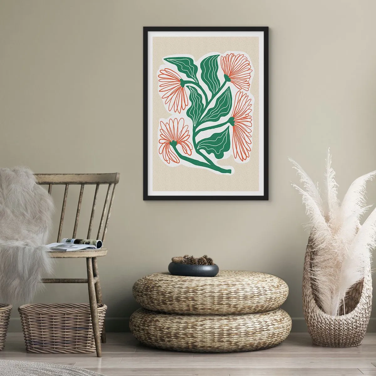 Poster in einem schwarzem Rahmen - Im Folkstil und modern - 61x91 cm