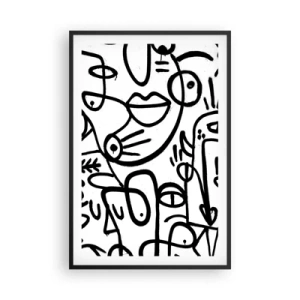 Poster in einem schwarzem Rahmen - Gesichter und Luftspiegelungen - 61x91 cm