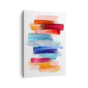 Bild auf Leinwand - Leinwandbild - Bunte Pinselstriche auf weißem Hintergrund - 50x70cm - Auf und ab - Moderne Wanddekoration für Wohnzimmer und Schlafzimmer ARTTOR