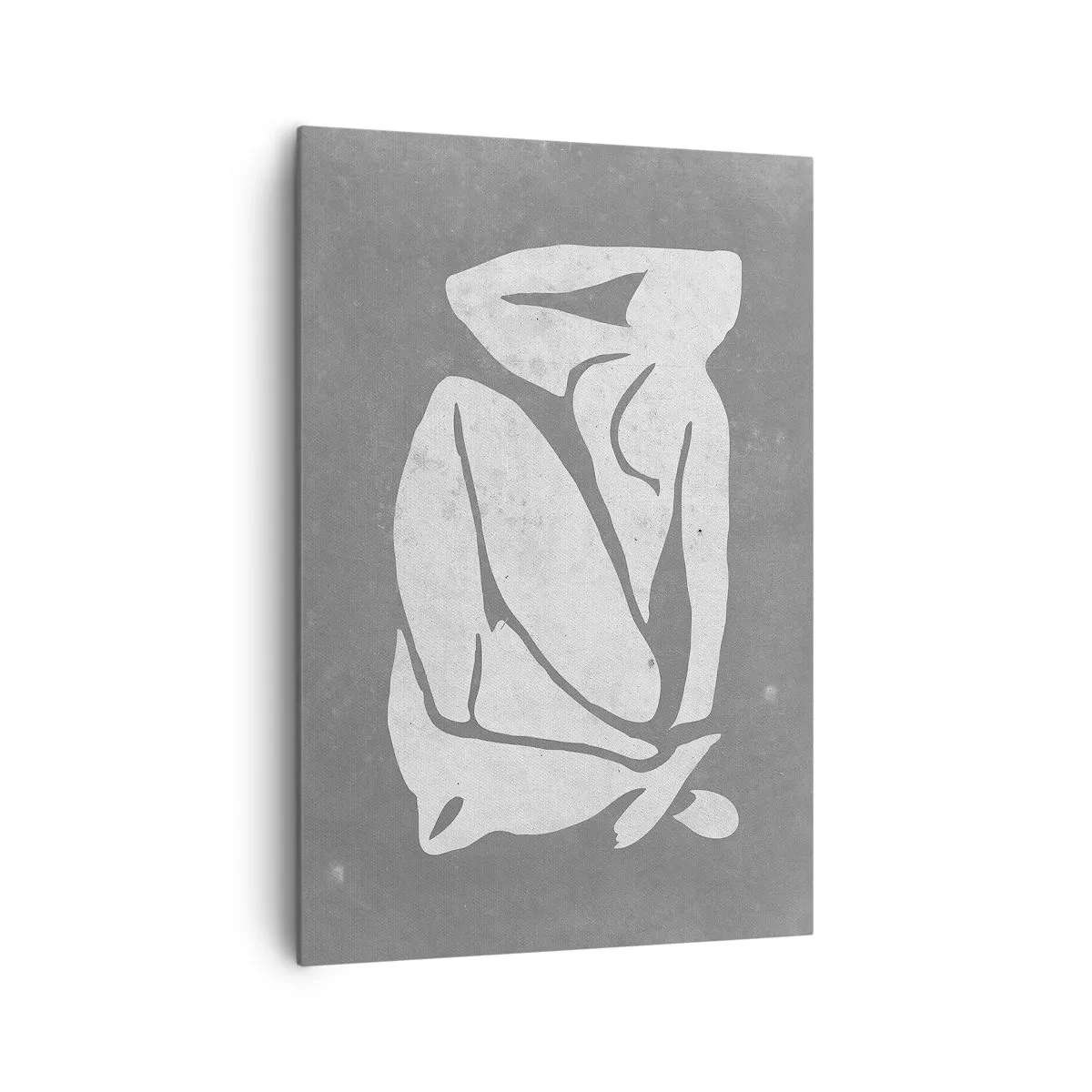 Bild auf Leinwand - Leinwandbild - Eine minimalistische Silhouettenzeichnung auf grauem Hintergrund - 70x100cm - In Gedanken versunken - Moderne Wanddekoration für Wohnzimmer und Schlafzimmer ARTTOR