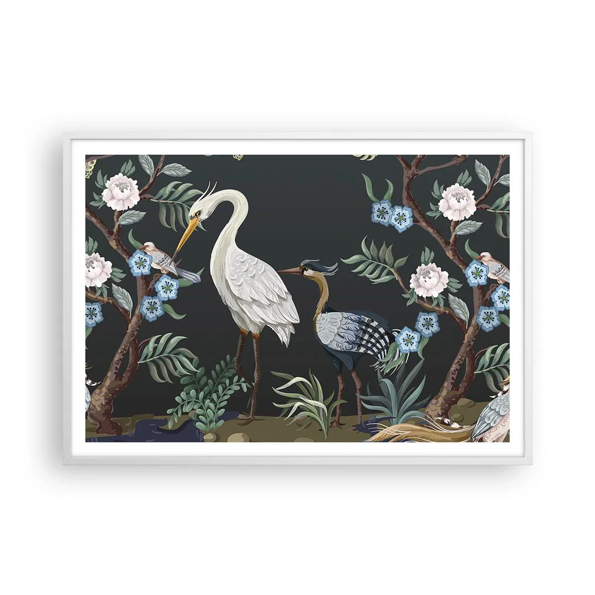 Poster in einem weißen Rahmen - Vogelparade - 100x70 cm