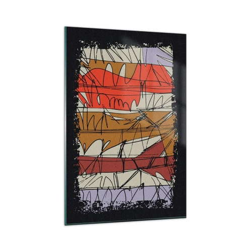 Glasbild - Bild auf glas - Abstrakte Komposition in intensiven Farben - 80x120cm - Spontane Komposition - Moderne Wanddekoration für Wohnzimmer und Schlafzimmer ARTTOR