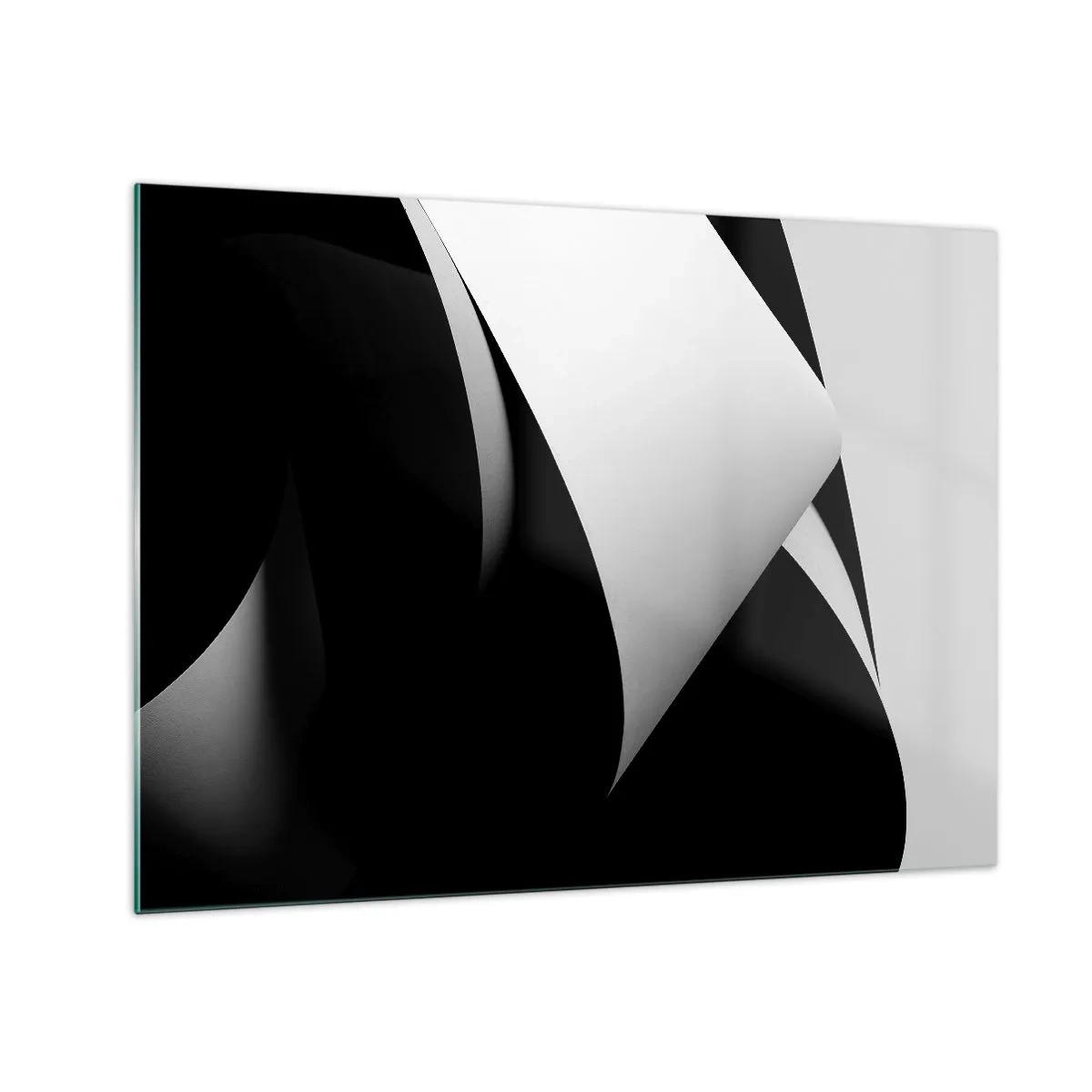 Glasbild - Bild auf glas - Eine minimalistische Komposition mit schwarzen und weißen Flächen - 70x50cm - Lichtflächen aus der Schattentiefe - Moderne Wanddekoration für Wohnzimmer und Schlafzimmer ARTTOR