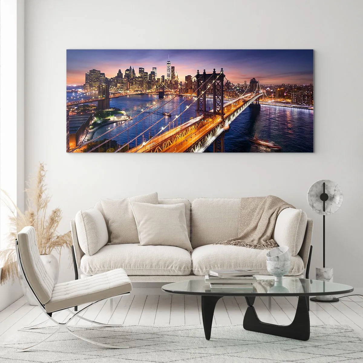 Glasbild - Bild auf glas - Eine leuchtende Brücke zum Herzen der Stadt - 100x40 cm