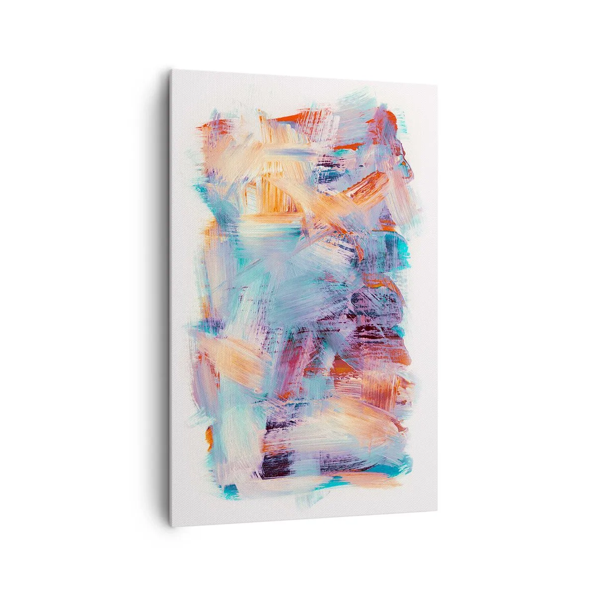 Bild auf Leinwand - Leinwandbild - Bunte Pinselstriche in einer abstrakten Komposition - 80x120cm - Buntes Durcheinander - Moderne Wanddekoration für Wohnzimmer und Schlafzimmer ARTTOR