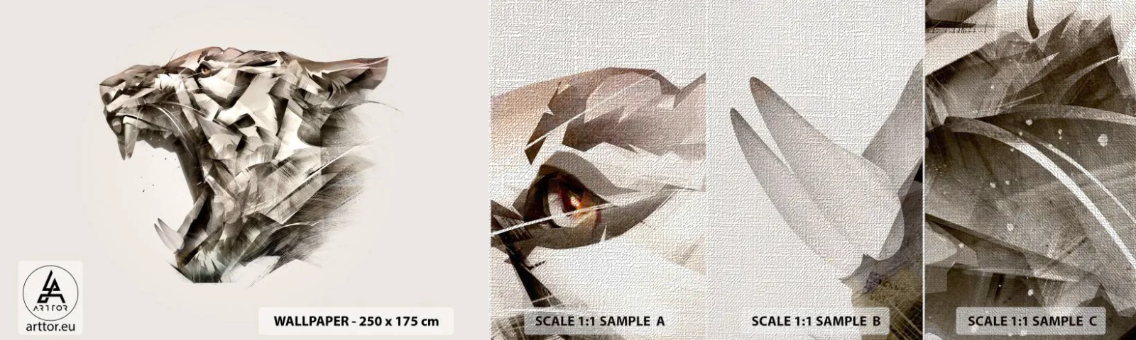 Fototapeten Muster Premium Canvas - Du weißt schon wer das Sagen hat - Abstraktion, Tiger, Tiere - 100x30 cm