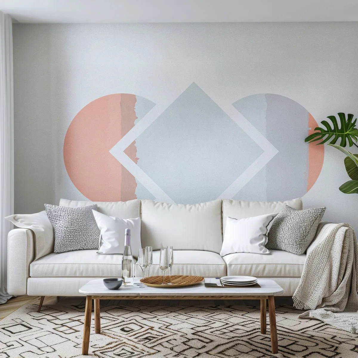 Fototapete Premium Sand - Geometrische Abstraktion in Pastellfarben - 100x70cm - Die Situation ist klar - Moderne Wanddekoration für Wohnzimmer und Schlafzimmer ARTTOR