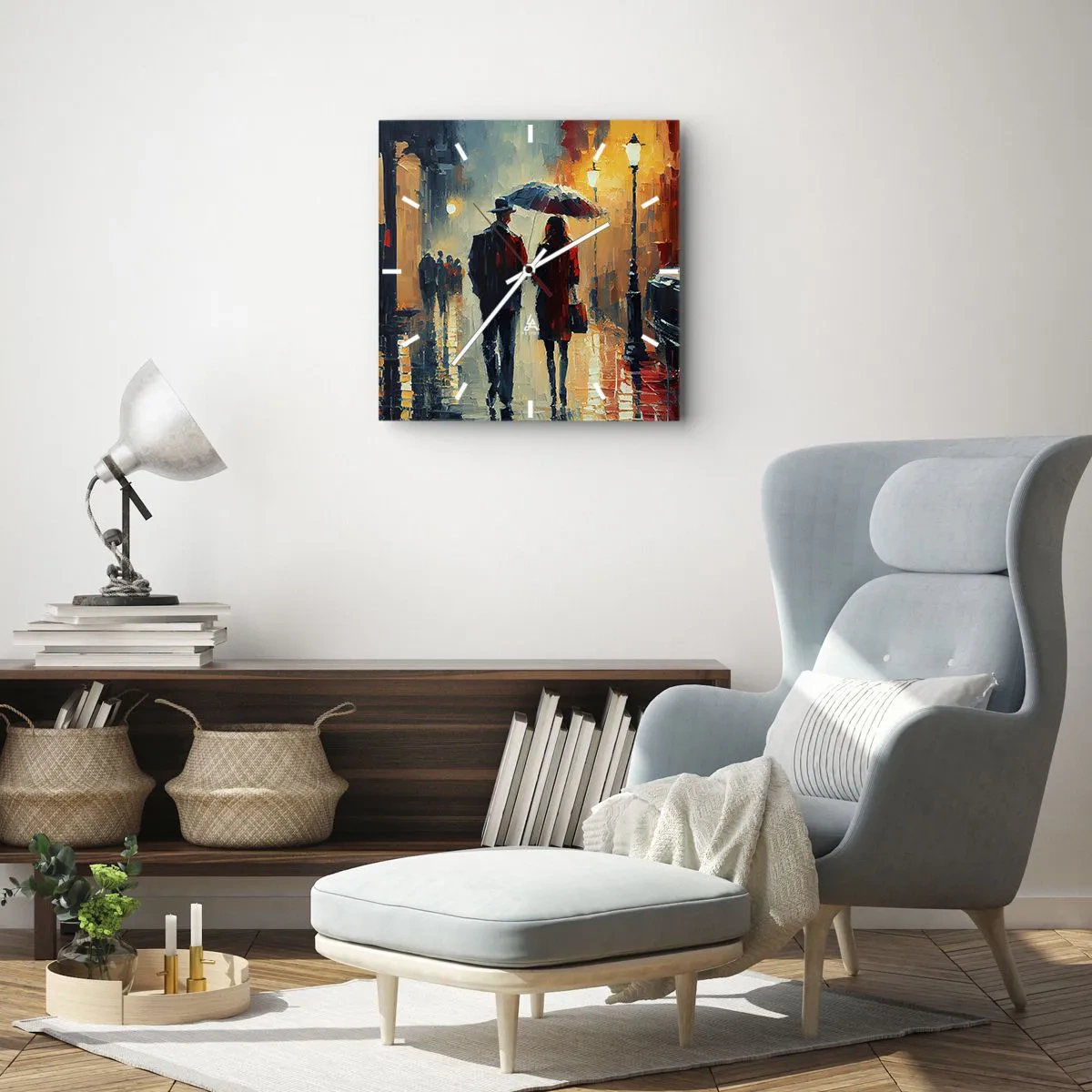 Wanduhr - Glasuhr - Urbane Liebesgeschichte - 40x40 cm
