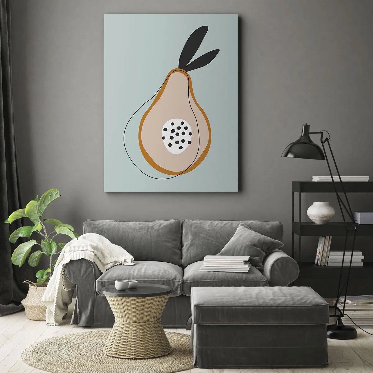 Bild auf Leinwand - Leinwandbild - Abstrakte Birne auf hellem Hintergrund - 70x100cm - Durchdringe die Natur der Dinge - Moderne Wanddekoration für Wohnzimmer und Schlafzimmer ARTTOR