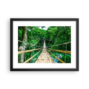 Poster in einem schwarzem Rahmen - Monkey Bridge über das Grün - 40x30 cm