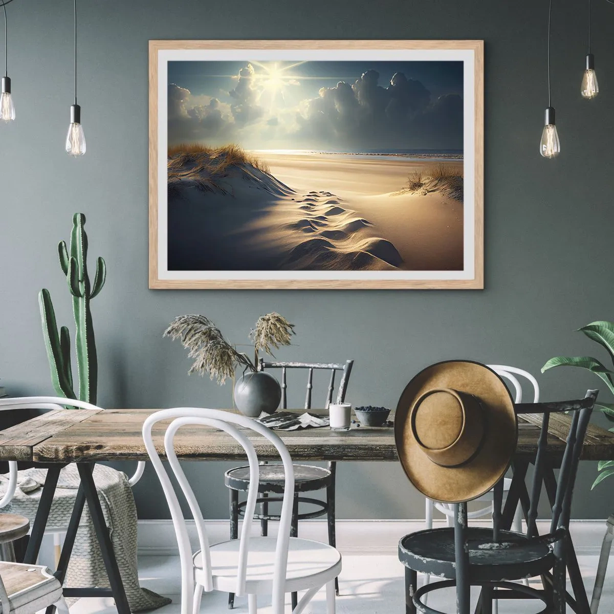 Poster in einem Rahmen aus heller Eiche - Beruhigende Landschaft - 100x70 cm