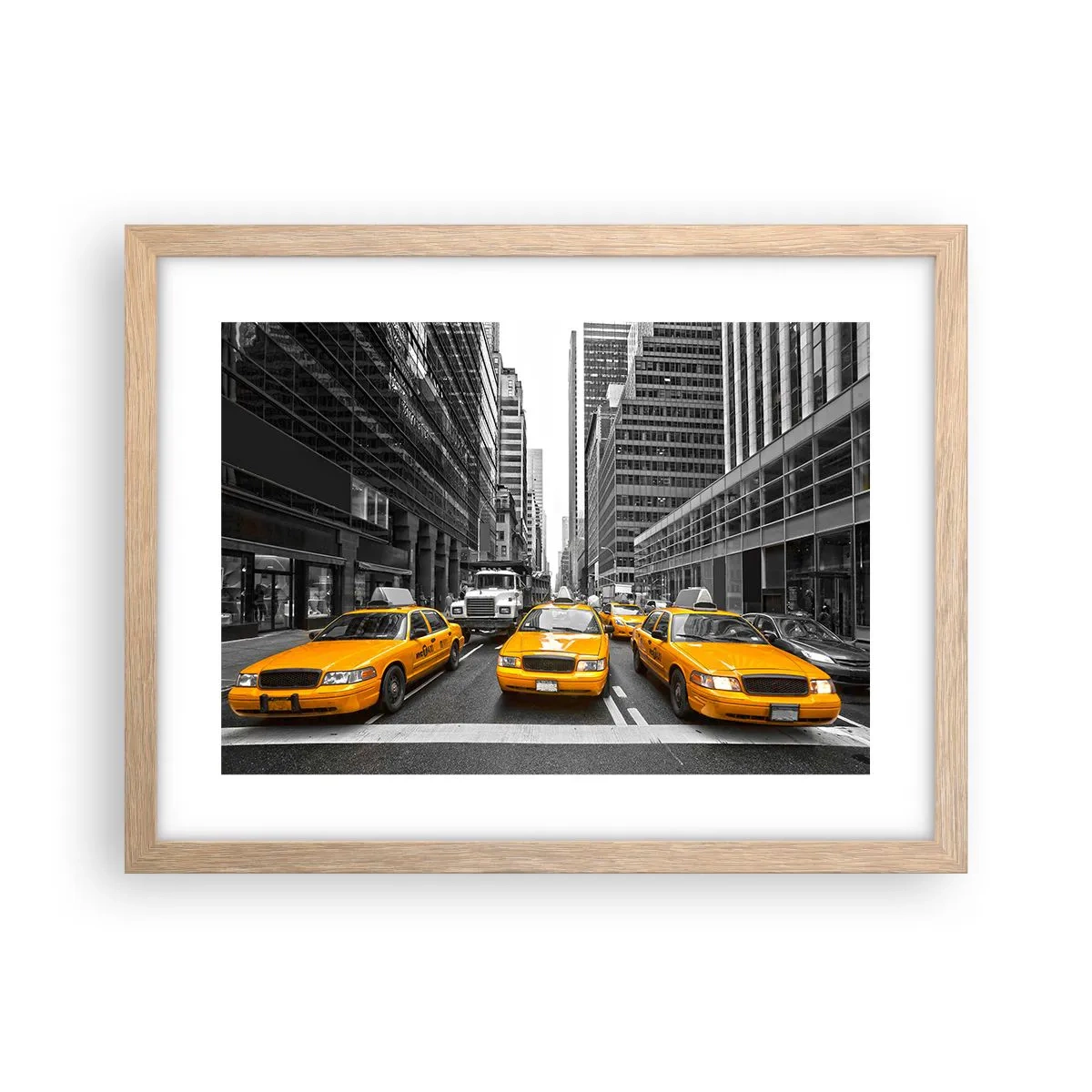 Poster in einem Rahmen aus heller Eiche - Wir färben die Stadt - 40x30 cm