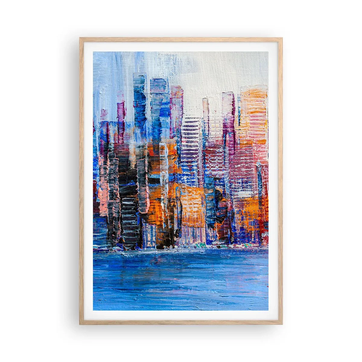 Poster in einem Rahmen aus heller Eiche - Fröhliche Metropole - 70x100 cm