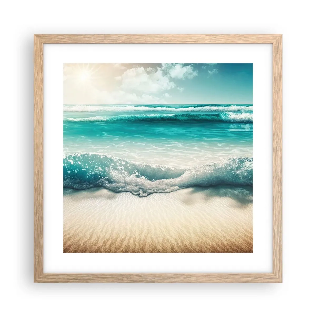 Poster in einem Rahmen aus heller Eiche - Frieden des Ozeans - 40x40 cm