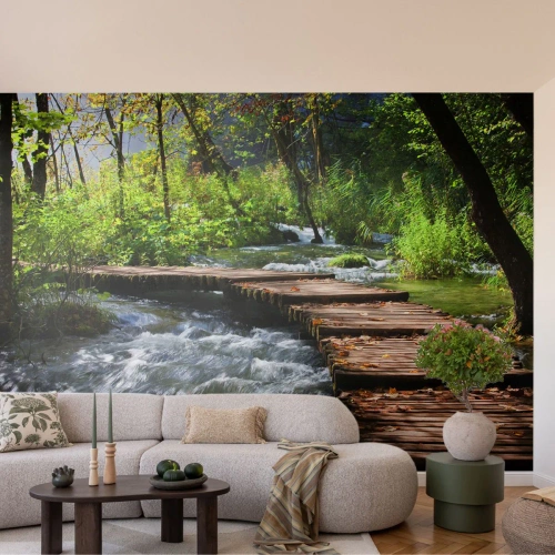 Fototapete Standard Eco - Über der schaumigen Kaskade - Landschaft, Kroatien, Natur - 350x256 cm