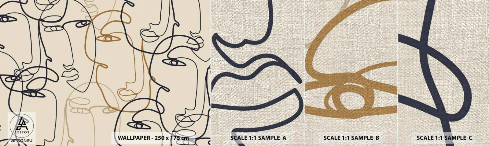 Fototapeten Muster Premium Canvas - Das Porträt wird multipliziert - Abstraktion, Gesicht, Grafik - 100x30 cm