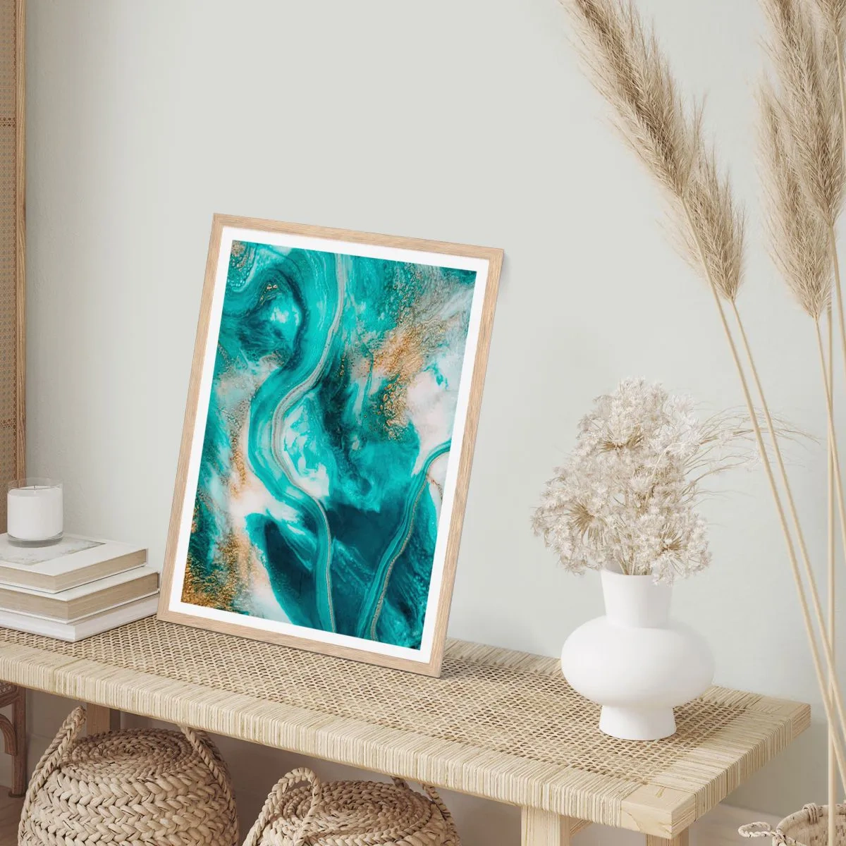 Poster in einem Rahmen aus heller Eiche - Der Fluss aus Gold - 30x40 cm