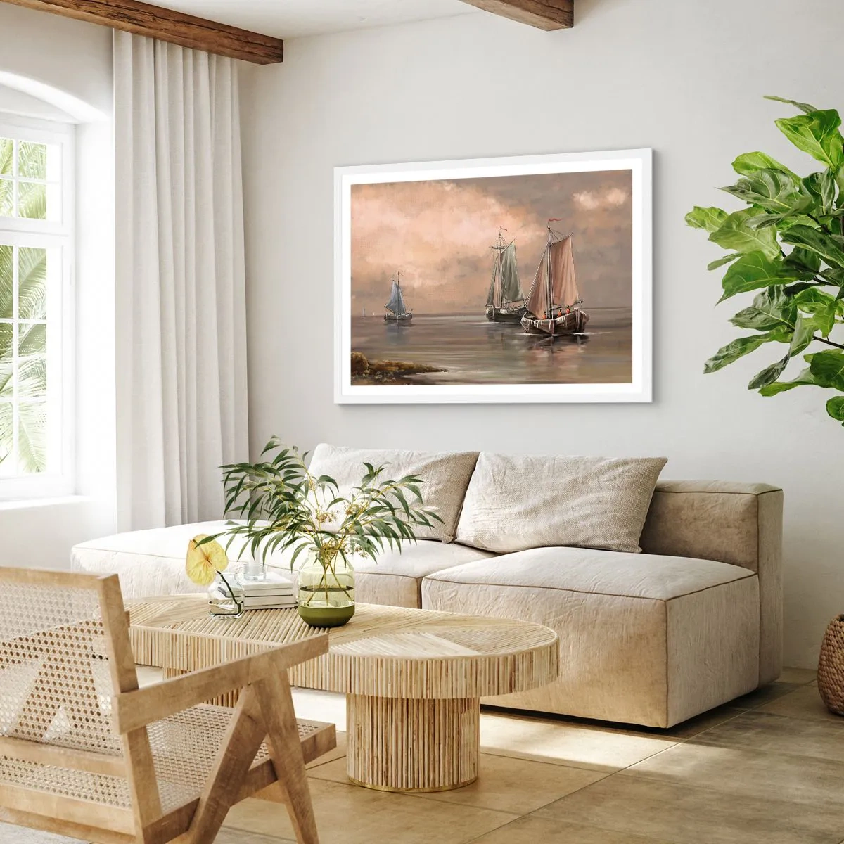 Poster in einem weißen Rahmen - Die Rückkehr der Matrosen - 70x50 cm