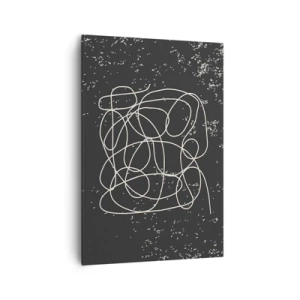 Bild auf Leinwand - Leinwandbild - Abstrakte Linie auf schwarzem Hintergrund mit feinen Details - 70x100cm - Wandernde, umherschweifende Gedanken - Moderne Wanddekoration für Wohnzimmer und Schlafzimmer ARTTOR