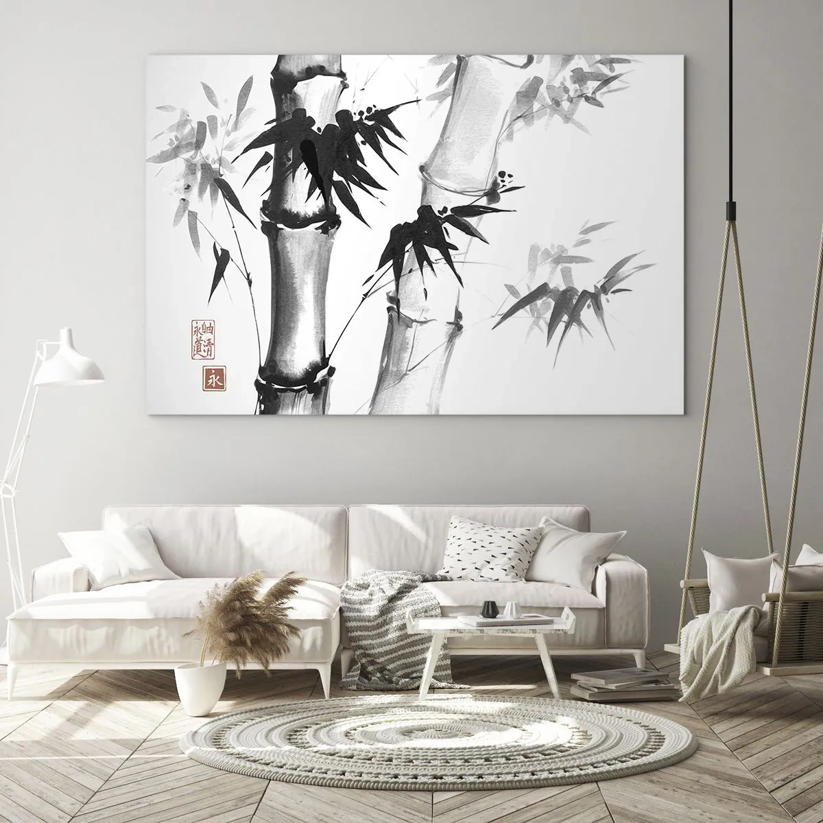 Glasbild - Bild auf glas - Bambus im traditionellen Stil - 100x70cm - Dem Orient ganz nah - Moderne Wanddekoration für Wohnzimmer und Schlafzimmer ARTTOR