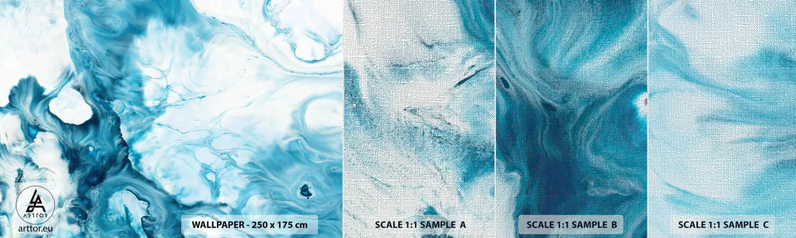 Fototapeten Muster Premium Canvas - Blaues Konzert - Abstraktion, Stück, Moderne Kunst - 100x30 cm