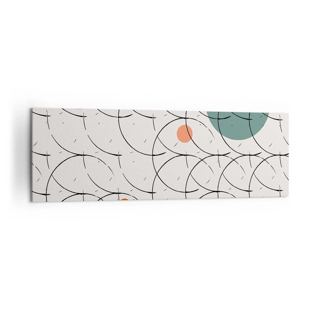 Bild auf Leinwand - Leinwandbild - Geometrisches Muster mit bunten Kreisen auf hellem Hintergrund - 160x50cm - Im Pop-Art-Geist - Moderne Wanddekoration für Wohnzimmer und Schlafzimmer ARTTOR