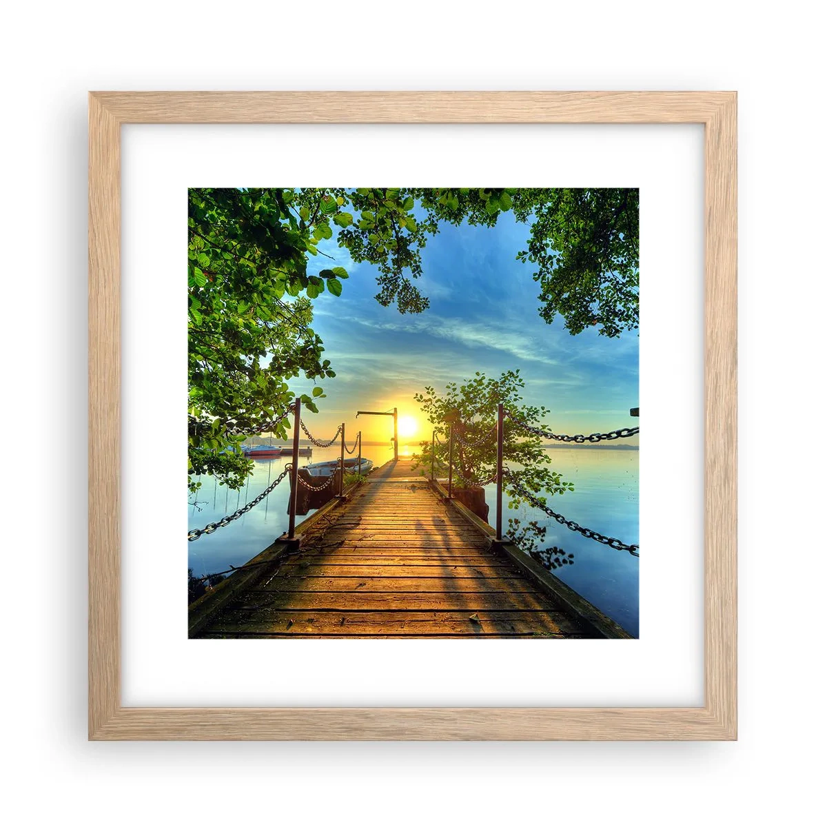 Poster in einem Rahmen aus heller Eiche - Westen auf dem Wasser - 30x30 cm