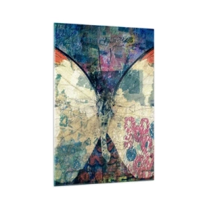 Glasbild - Bild auf glas - Schmetterling in einem abstrakten künstlerischen Hintergrund mit bunten Details - 70x100cm - Subtile Zerbrechlichkeit - Moderne Wanddekoration für Wohnzimmer und Schlafzimmer ARTTOR