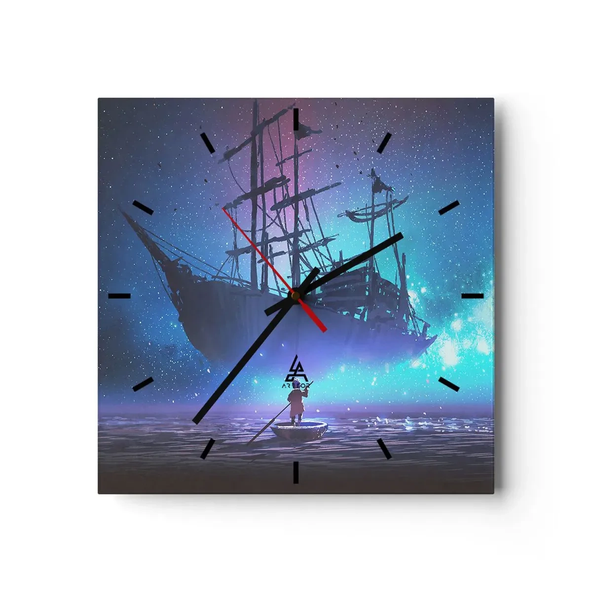 Wanduhr - Glasuhr - Begegnung mit dem Mythos des Meeres - 40x40 cm